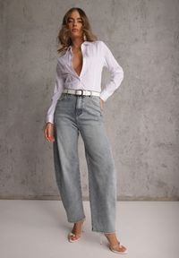 Renee - Jasnoniebieskie Jeansy z Bawełny Barrel Leg High Waist Vezorea. Okazja: na co dzień. Stan: podwyższony. Kolor: niebieski. Sezon: lato. Styl: casual #6