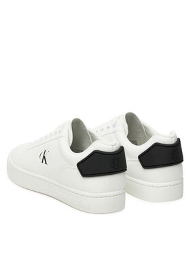 Calvin Klein Jeans Sneakersy Classic Cupsole Ru Patch Lth YM0YM01297 Biały. Kolor: biały. Materiał: skóra
