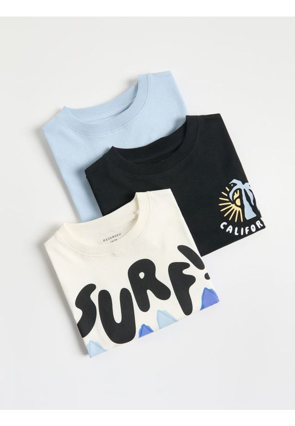 Reserved - Bawełniany t-shirt 3 pack - biały. Kolor: biały. Materiał: bawełna