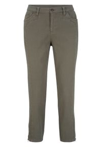 Spodnie wyszczuplające 7/8 bonprix ciemnooliwkowy. Kolor: zielony. Materiał: elastan, materiał, bawełna #1