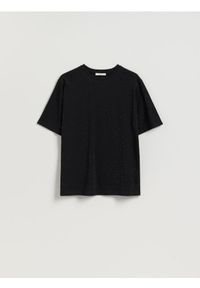 Reserved - T-shirt ze strasem - czarny. Kolor: czarny. Materiał: bawełna