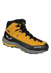 Buty trekkingowe dla dzieci Salewa Mtn Trainer 2 Mid Ptx. Wysokość cholewki: za kostkę. Zapięcie: sznurówki. Kolor: wielokolorowy. Materiał: zamsz. Szerokość cholewki: normalna. Sport: turystyka piesza