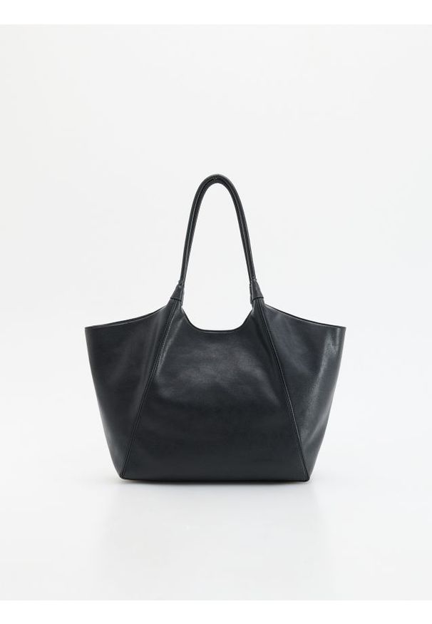 Reserved - Torebka shopper - czarny. Kolor: czarny. Materiał: skórzane