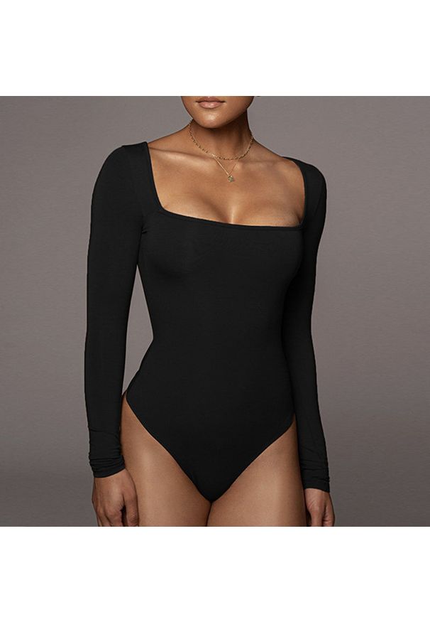 Intica - Body z kwadratowym dekoltem na wyjątkowe okazje Josipa. Kolor: czarny. Materiał: materiał. Wzór: gładki