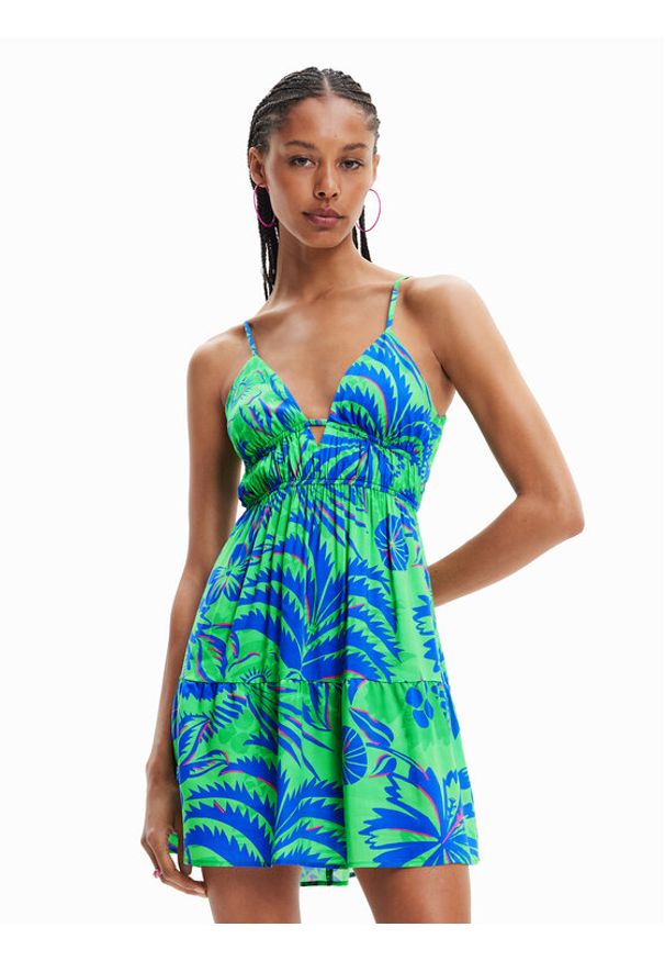 Desigual Sukienka letnia Milos 23SWMW14 Zielony Regular Fit. Kolor: zielony. Materiał: wiskoza. Sezon: lato