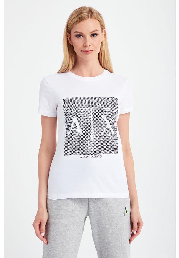 Armani Exchange - T-SHIRT ARMANI EXCHANGE. Materiał: bawełna. Długość rękawa: krótki rękaw. Długość: krótkie. Wzór: nadruk