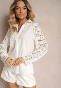Renee - Biała Casualowa Koszula Zapinana na Guziki Nestaila. Okazja: na co dzień. Typ kołnierza: kołnierzyk klasyczny. Kolor: biały. Materiał: jeans. Styl: casual #5