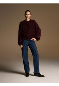 Reserved - Kardigan z moherem - mahoniowy. Kolor: brązowy. Materiał: moher #1