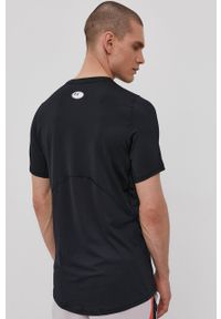 Under Armour t-shirt treningowy kolor czarny 1361683-001. Kolor: czarny. Materiał: skóra, materiał. Wzór: gładki #3