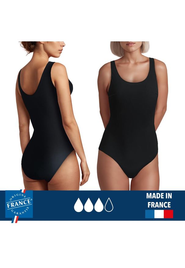 PLIM UNDERWEAR - Menstruacyjny jednoczęściowy strój kąpielowy klasyczny – duża chłonność. Kolor: czarny