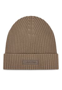 Calvin Klein Czapka Patch Chunky LV04D8053G Beżowy. Kolor: beżowy. Materiał: materiał, bawełna