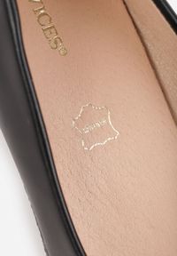 Born2be - Czarne Czółenka Vices ze Skórzaną Wkładką i Plecionką na Koturnie Yearna. Okazja: do pracy, na spotkanie biznesowe. Kolor: czarny. Materiał: skóra. Obcas: na koturnie. Styl: biznesowy #3