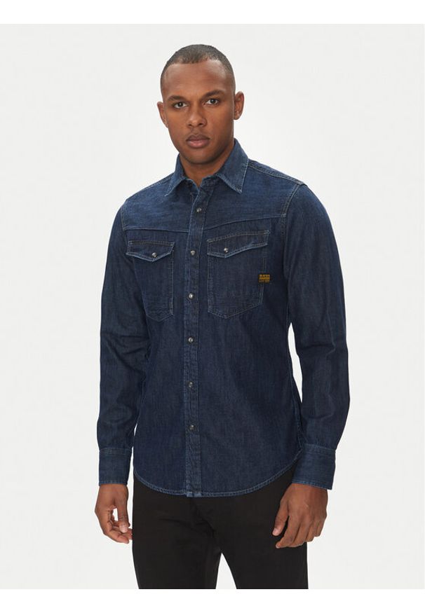 G-Star RAW - G-Star Raw Koszula jeansowa Dakota D23616-D252 Granatowy Slim Fit. Kolor: niebieski. Materiał: bawełna
