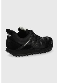 Emporio Armani buty kolor czarny. Nosek buta: okrągły. Zapięcie: sznurówki. Kolor: czarny. Materiał: guma