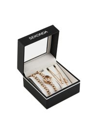 Sekonda Zestaw zegarek, łańcuszek i kolczyki 49035 Różowe złoto. Kolor: wielokolorowy, różowy, złoty