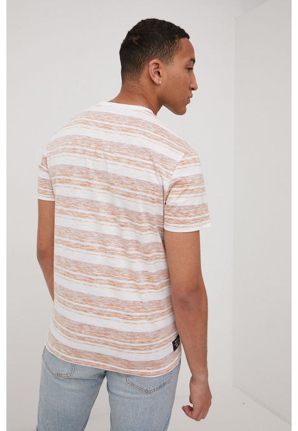 Tom Tailor t-shirt bawełniany kolor pomarańczowy wzorzysty. Kolor: pomarańczowy. Materiał: bawełna