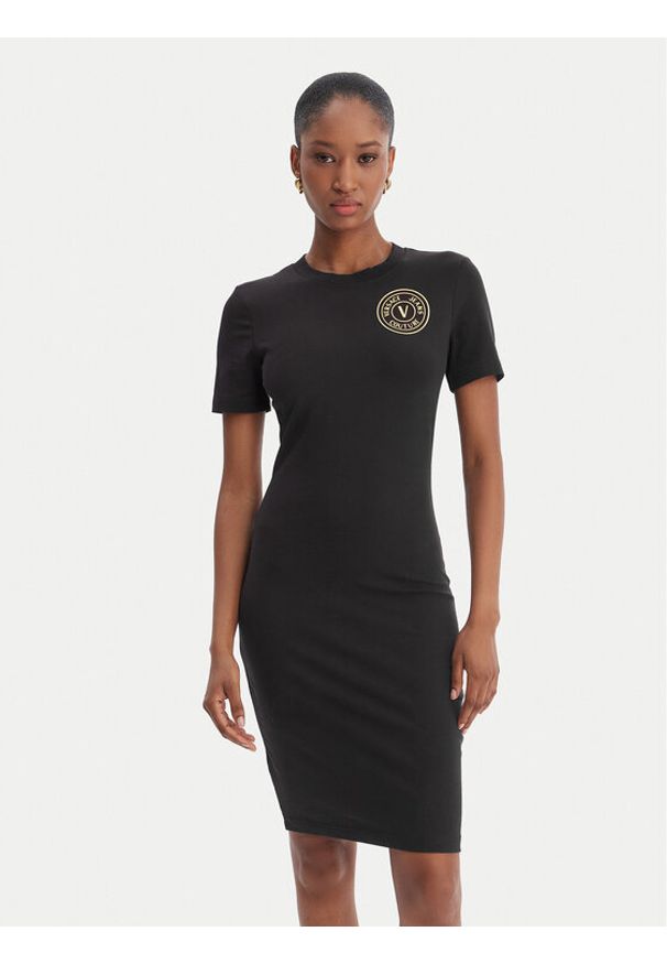 Versace Jeans Couture Sukienka codzienna 80HAOT02 CJ03T Czarny Slim Fit. Okazja: na co dzień. Kolor: czarny. Materiał: bawełna. Typ sukienki: proste. Styl: casual