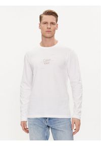 Calvin Klein Longsleeve Line Logo K10K112483 Biały Regular Fit. Kolor: biały. Materiał: bawełna. Długość rękawa: długi rękaw #1