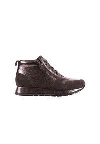 Trampki Bayla-018 SW-1710 Grey Pewter, Srebrny, Skóra naturalna - 40. Zapięcie: zamek. Kolor: srebrny. Materiał: skóra. Wzór: aplikacja. Obcas: na obcasie. Wysokość obcasa: średni #1