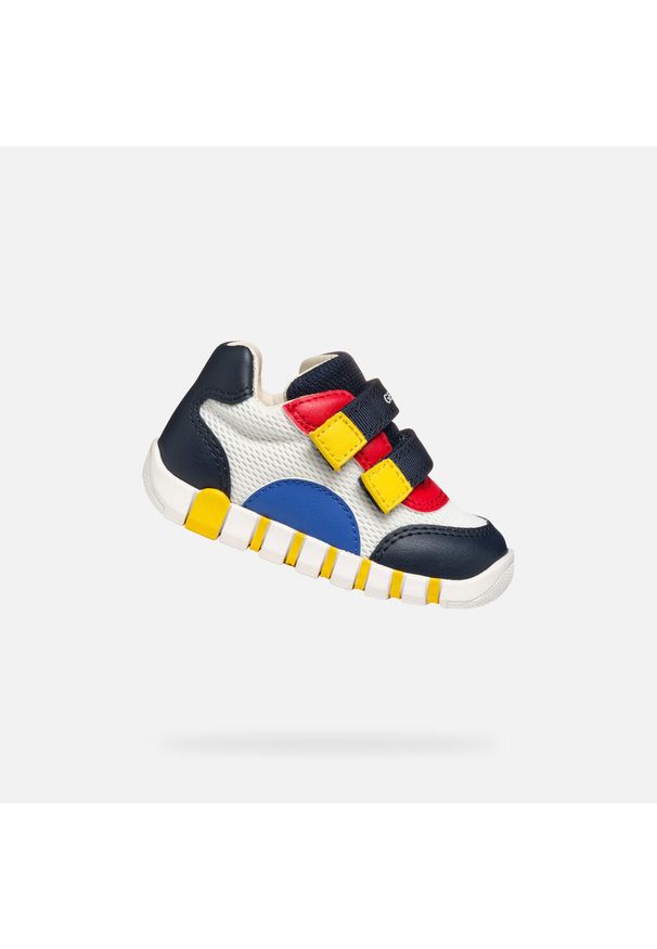 Buty dziecięce Geox Iupidoo. Kolor: biały, niebieski, wielokolorowy