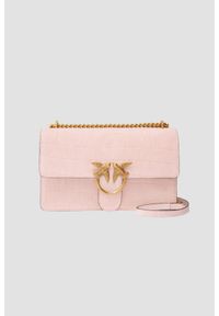 Pinko - PINKO Różowa damska kopertówka Love One Mini DC Cocco Nabuccato. Kolor: różowy. Materiał: z tłoczeniem, skórzane. Styl: casual, elegancki, wizytowy #1