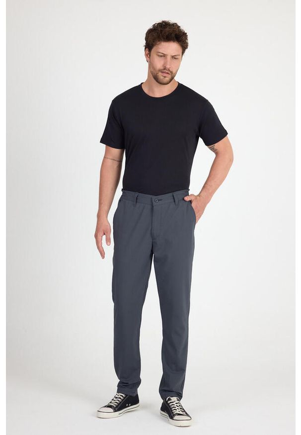 WOOLONA - Spodnie Chino Męskie Merino - Smart & Flex. Kolor: szary. Sport: turystyka piesza