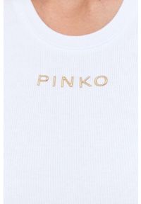Pinko top damski kolor biały. Kolor: biały. Materiał: dzianina, prążkowany. Długość rękawa: na ramiączkach. Styl: klasyczny #4