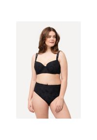 ULLA POPKEN - Damskie Bikini flamingi miękkie miseczki miseczka D fiszbiny. Kolekcja: plus size. Kolor: czarny. Materiał: poliester, elastan, poliamid, materiał