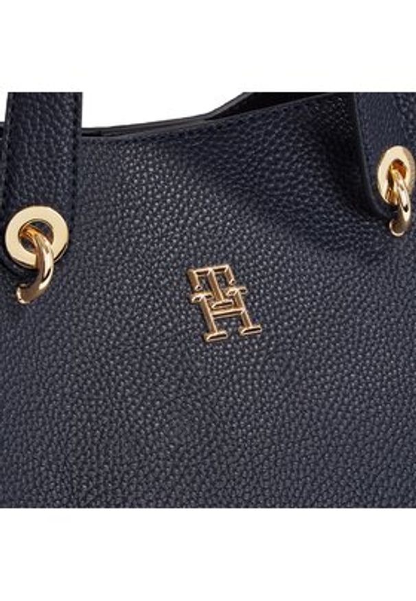 TOMMY HILFIGER - Tommy Hilfiger Torebka Th Emblem Satchel AW0AW15177 Granatowy. Kolor: niebieski. Materiał: skórzane