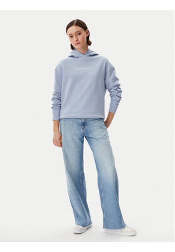 Calvin Klein Bluza Hero Logo K20K205449 Niebieski Regular Fit. Kolor: niebieski. Materiał: bawełna