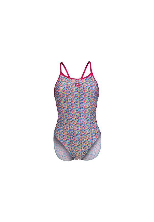 Damski kostium kąpielowy 1-częściowy Arena Starfish Lace. Kolor: biały, wielokolorowy, różowy
