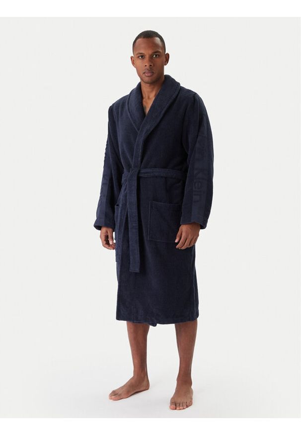 Calvin Klein Underwear Szlafrok 000EM1159E Granatowy. Kolor: niebieski. Materiał: bawełna