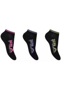 Fila 3-pack stopki no-show czarne 39-42. Kolor: czarny, zielony, różowy, wielokolorowy