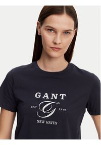 GANT - Gant T-Shirt 4200563 Granatowy Regular Fit. Kolor: niebieski. Materiał: bawełna