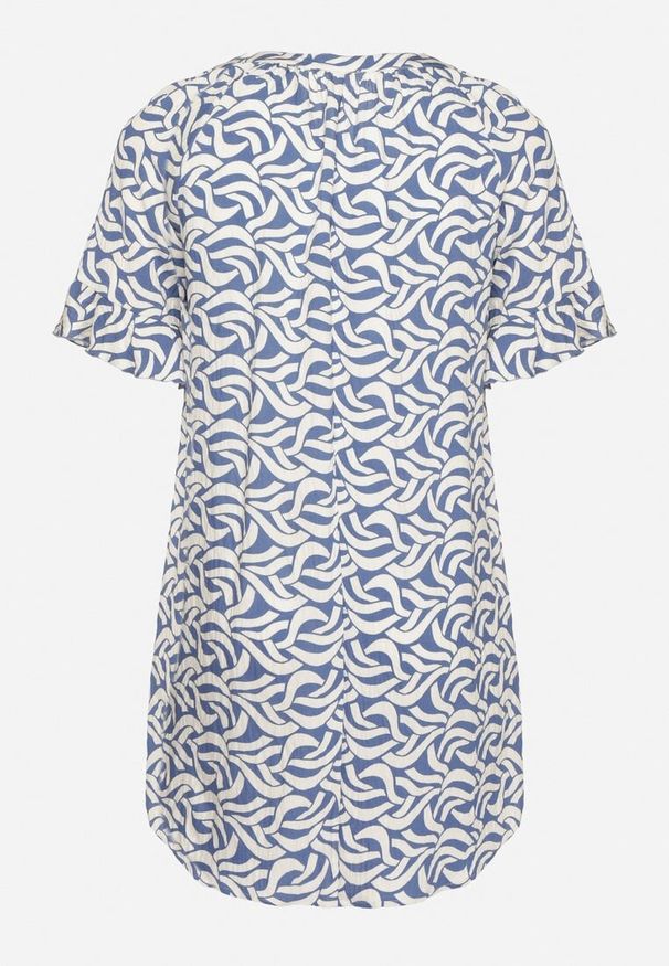 Born2be - Niebieska Sukienka z Wiskozy o Pudełkowym Kroju z Abstrakcyjnym Wzorem Koririanne. Okazja: na co dzień, do pracy. Kolor: niebieski. Materiał: wiskoza. Typ sukienki: proste. Styl: casual, elegancki, klasyczny