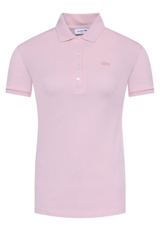 Lacoste Polo PF5462 Różowy Slim Fit. Typ kołnierza: polo. Kolor: różowy. Materiał: bawełna