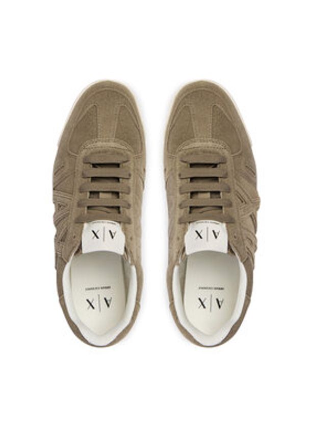Armani Exchange Sneakersy XW002794 AF19687 Z7016 Khaki. Kolor: brązowy. Materiał: skóra, zamsz