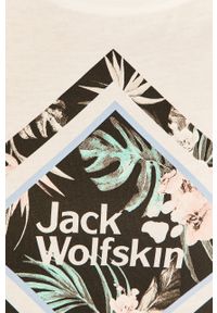 Jack Wolfskin - T-shirt. Okazja: na co dzień. Kolor: biały. Materiał: bawełna, poliester, dzianina. Wzór: nadruk. Styl: casual #5