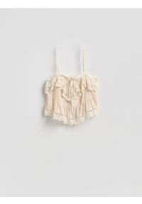 Reserved - Top z falbanami - złamana biel. Materiał: tkanina #1