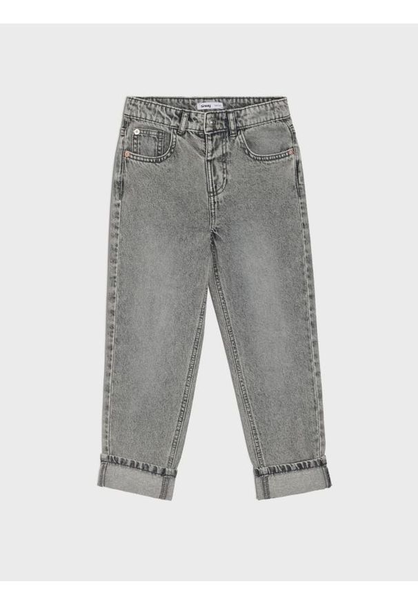 Sinsay - Jeansy straight leg z regulacją w pasie - szary. Kolor: szary