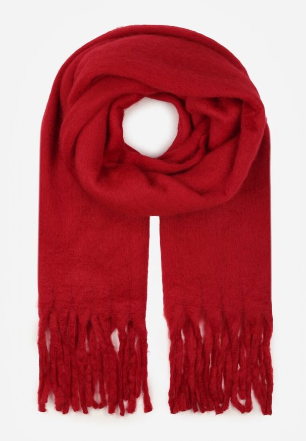 Born2be - Bordowy Szalik z Frędzlami Owedarria. Okazja: na co dzień. Kolor: czerwony. Materiał: dresówka, jeans. Styl: casual, elegancki