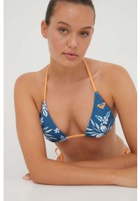 Roxy biustonosz kąpielowy Life Reef Bloom x Lisa Andersen kolor niebieski lekko usztywniona miseczka. Kolor: niebieski. Materiał: materiał, dzianina, lycra, skóra, poliamid, nylon, poliester, włókno #1