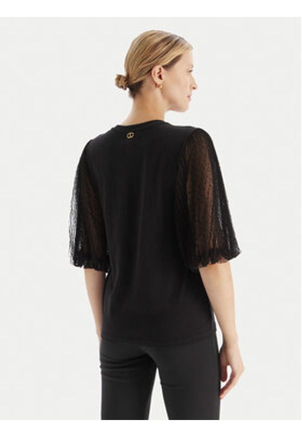 TwinSet - TWINSET Bluzka 252TT2310 Czarny Regular Fit. Kolor: czarny. Materiał: bawełna