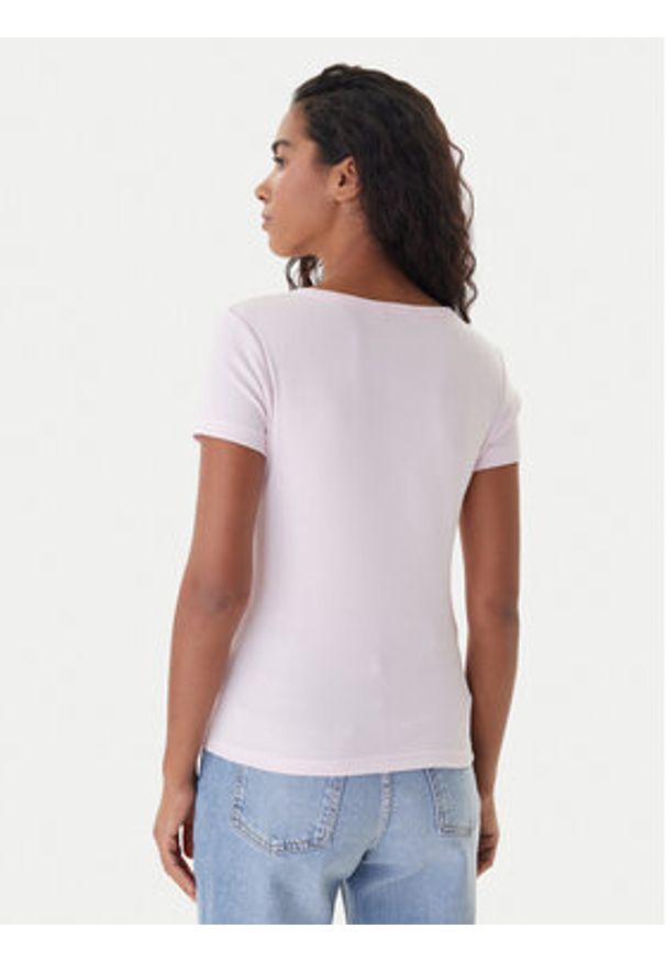 Tommy Jeans T-Shirt Essential DW0DW17385 Różowy Slim Fit. Kolor: różowy. Materiał: bawełna
