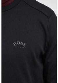 BOSS - Boss Bluza bawełniana 50455074 męska kolor czarny gładka. Kolor: czarny. Materiał: bawełna. Wzór: gładki #4