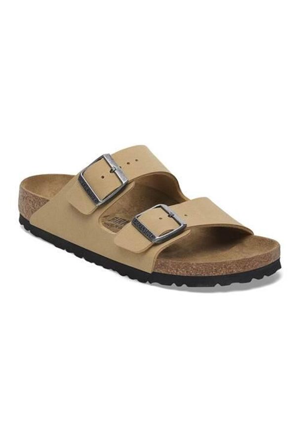 Klapki damskie Birkenstock Arizona. Kolor: beżowy. Materiał: syntetyk, materiał. Sezon: lato. Sport: turystyka piesza