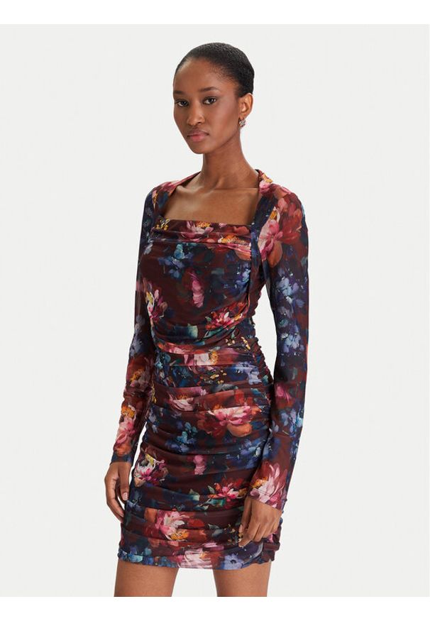 Guess Sukienka koktajlowa W5BK65 KCZC2 Kolorowy Slim Fit. Materiał: syntetyk. Wzór: kolorowy. Styl: wizytowy