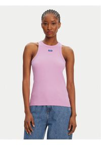 Hugo - HUGO Top 50508857 Różowy Slim Fit. Kolor: różowy. Materiał: bawełna