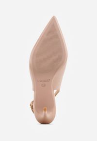 Renee - Beżowe Szpilki VICES Slingback z Wkładką ze Skóry Naturalnej Zoretta. Zapięcie: sprzączka. Kolor: beżowy. Materiał: skóra. Obcas: na szpilce. Styl: elegancki #5