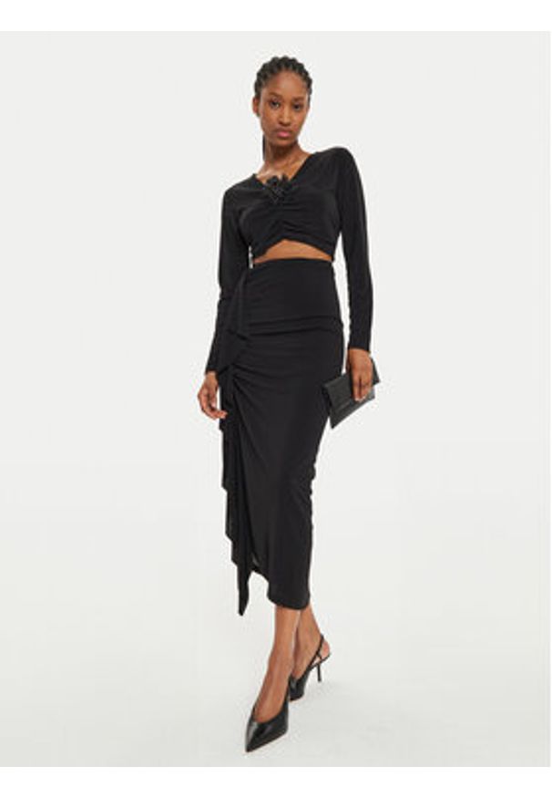 ViCOLO Bluzka US0025 Czarny Slim Fit. Kolor: czarny. Materiał: syntetyk